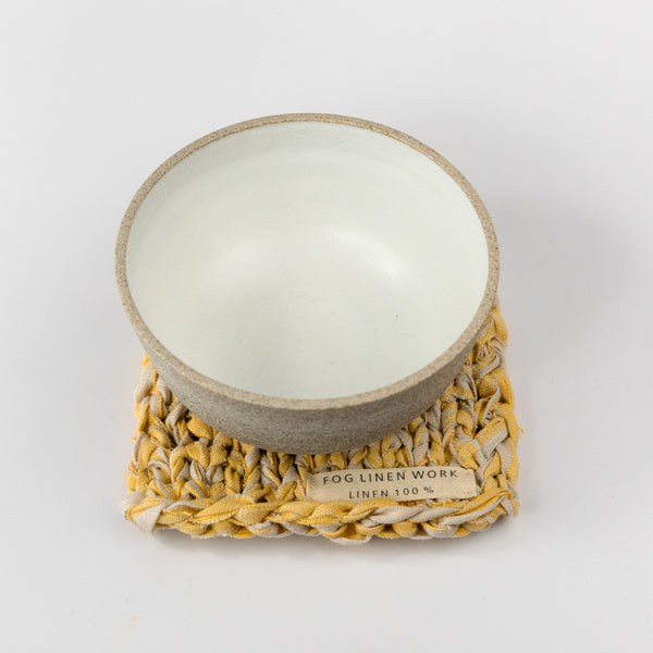 Linen Tape Knitted Mat - Yellow
