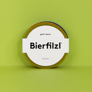 Graf Lantz Beirfilzl Round Coasters in Electric, packaged