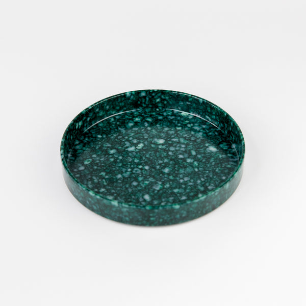 Marble Circle Desk Tray - Dark Green