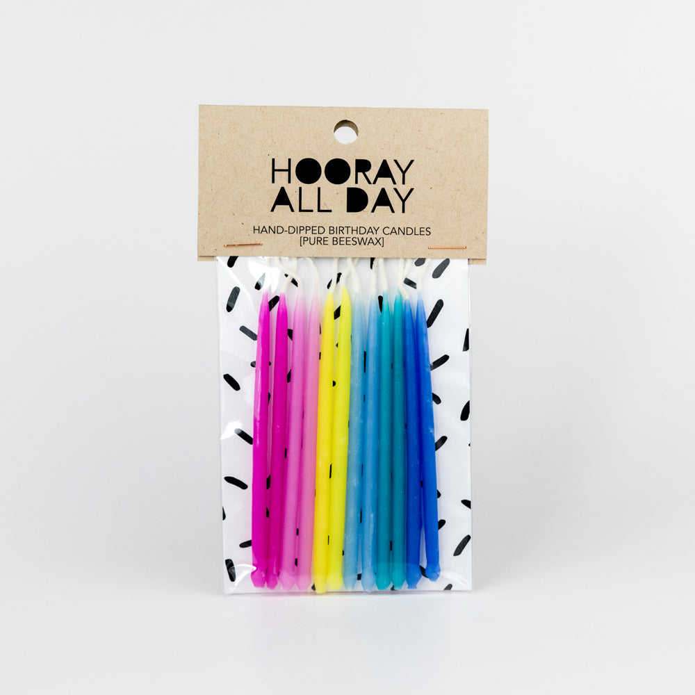 Colorful Hand-Dipped Beeswax Birthday Candles - Rainbow