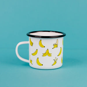 Bananas Enamel Mug by Jenny Lemons