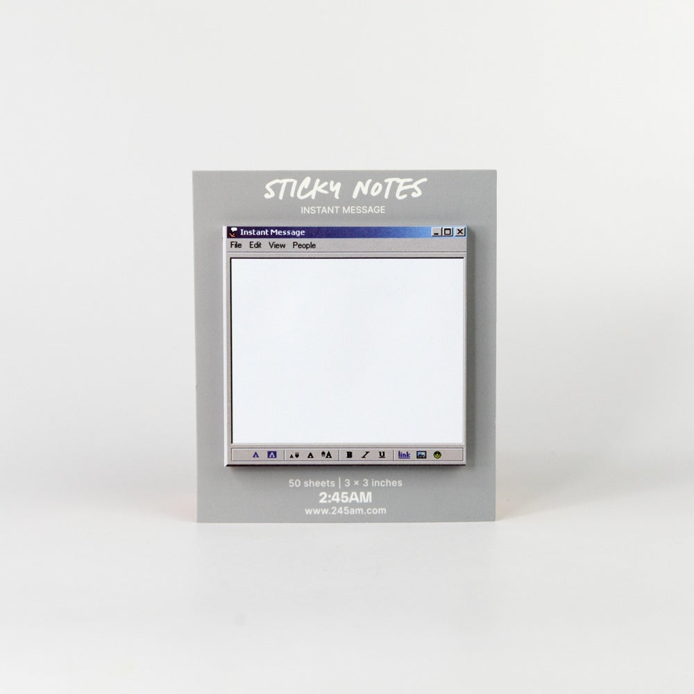 Sticky notes with a computer interface design on a white background
