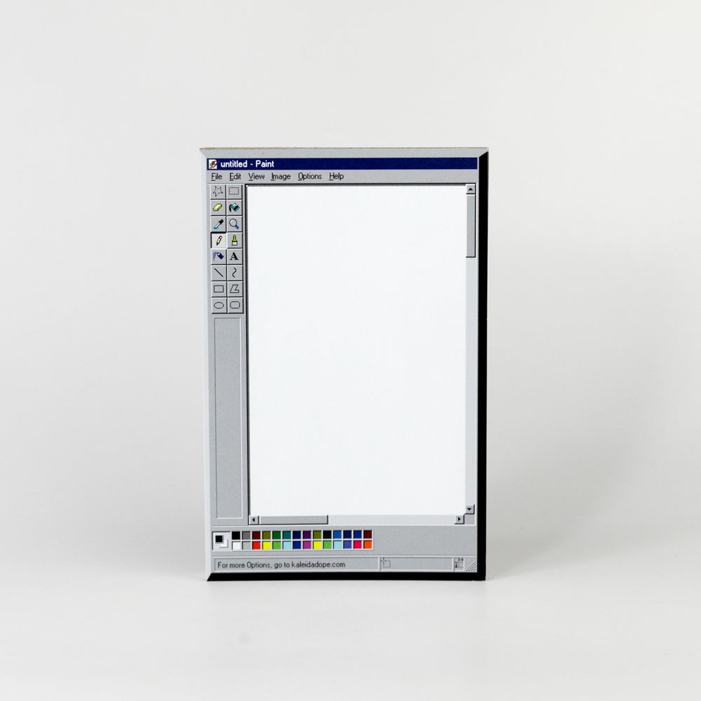 notepad designed to look like a computer screen displaying a paint software interface on a white background