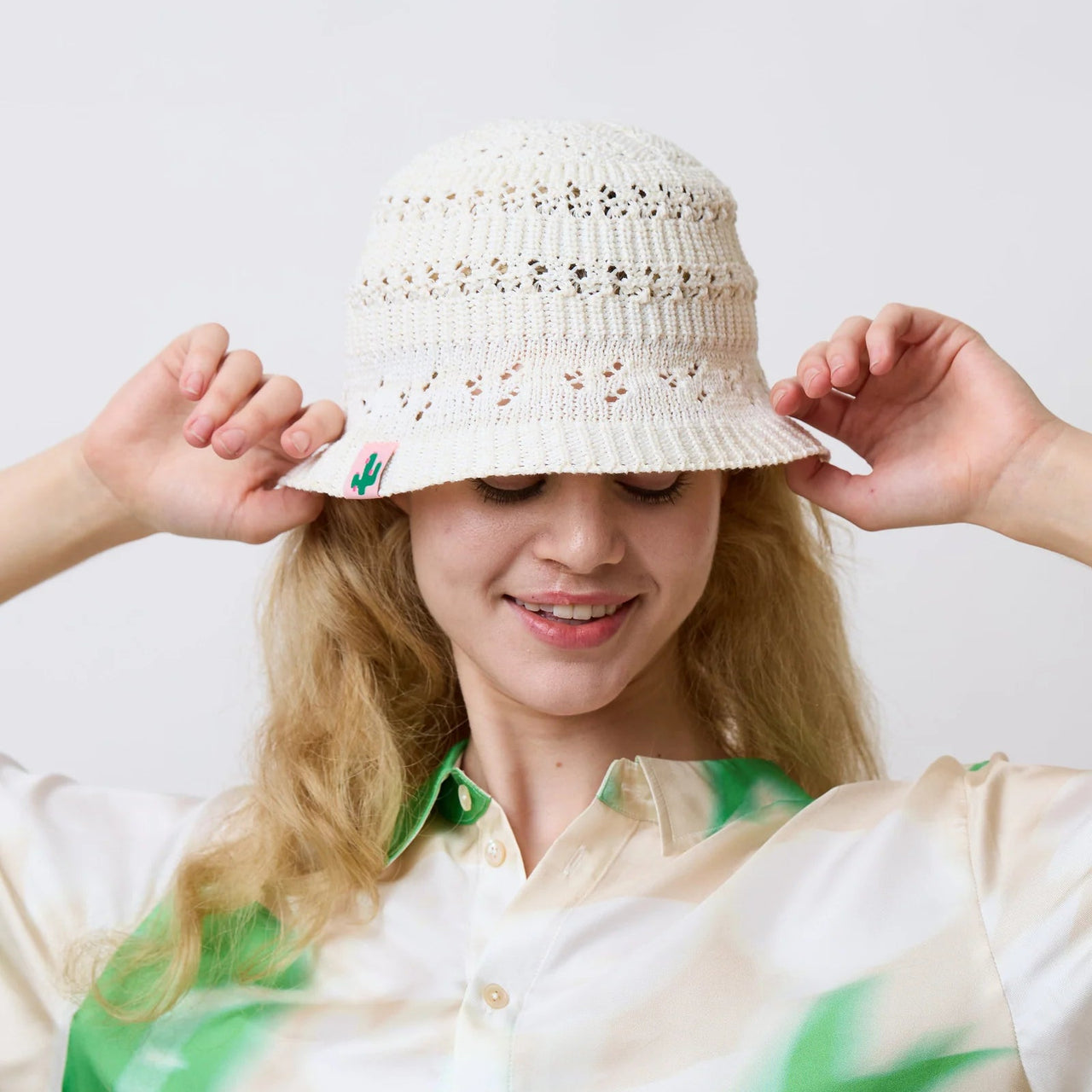 "Cactus" Crochet Bucket Hat - Ivory Breeze