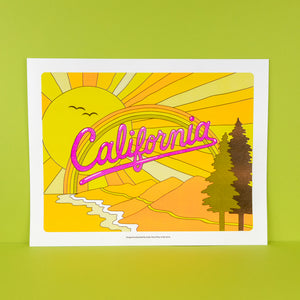 California Coast Risograph Print by Lucky Horse Press