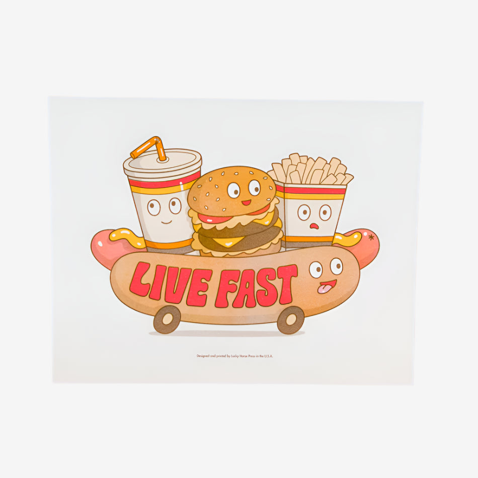 Live Fast Risograph Print by Lucky Horse Press