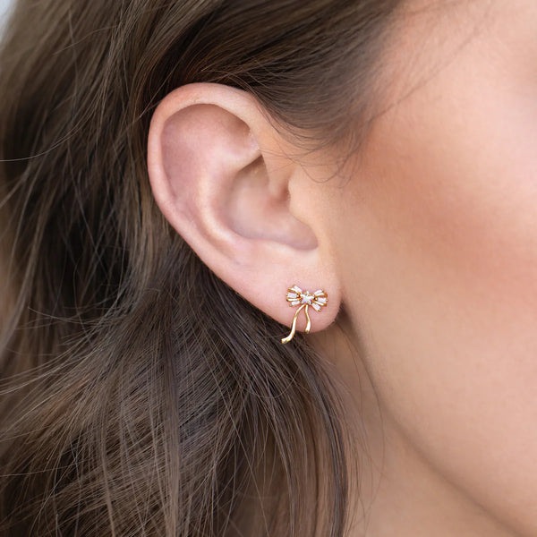 Girls Crew Coquette Bow Earrings in Rose Gold