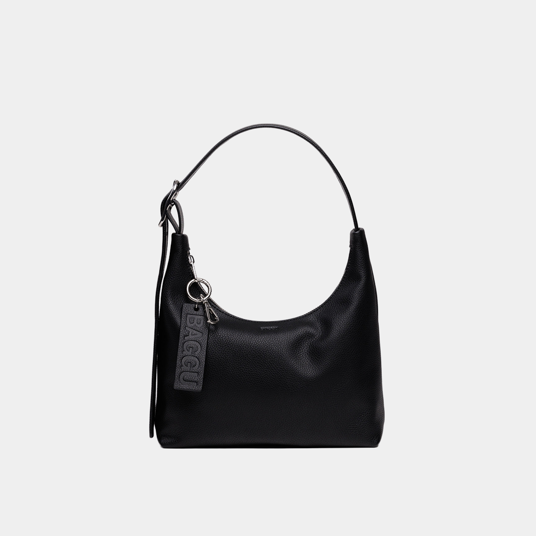 Mini Recycled Leather Shoulder Bag - Black