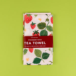 Paper Farm press Strawberry Patch Tea Towel (package)
