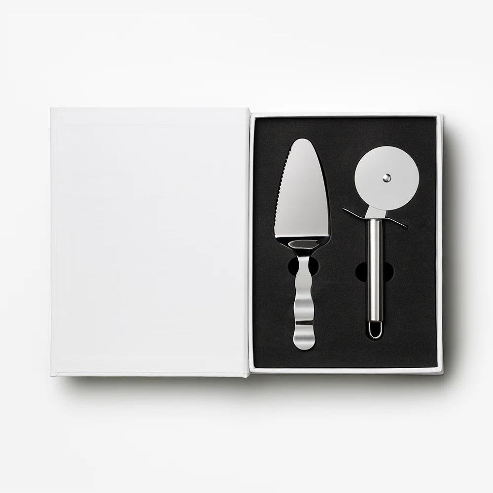 Pizza tools set with a box labeled 'Pizza Tools' on a white background
