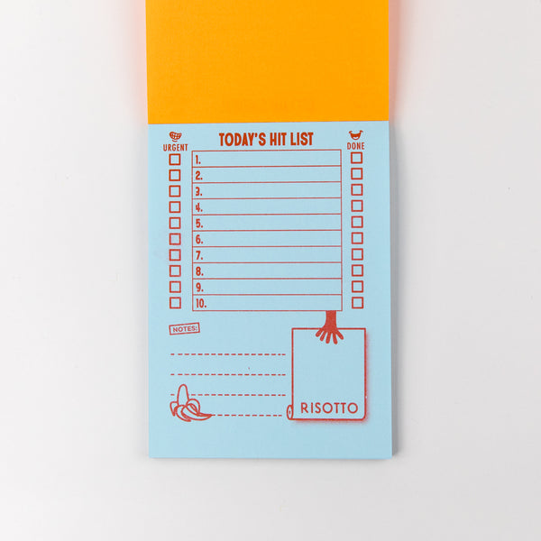 Risotto Hit List To Do Notepad - Two Tone: Fluro Orange + Blue