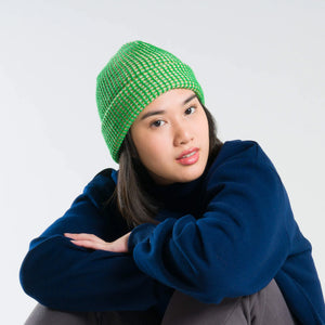 Simple Grid Knit Beanie - Kelly Green by Verloop