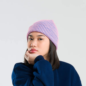 Simple Grid Knit Beanie - Pink by Verloop