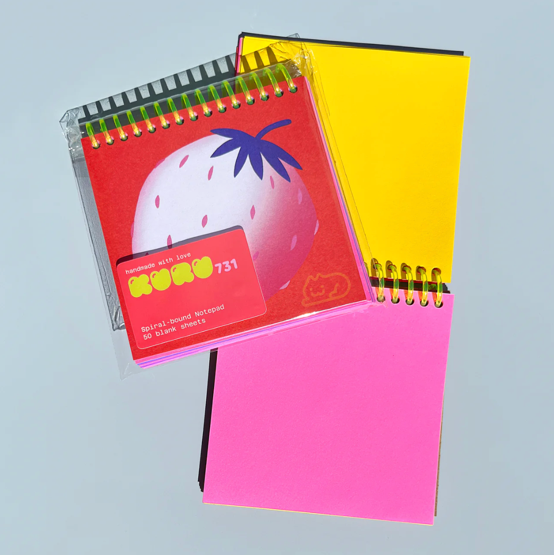 White Strawberry Spiral Notepad