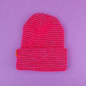 Simple Grid Knit Beanie - Fuchsia by Verloop