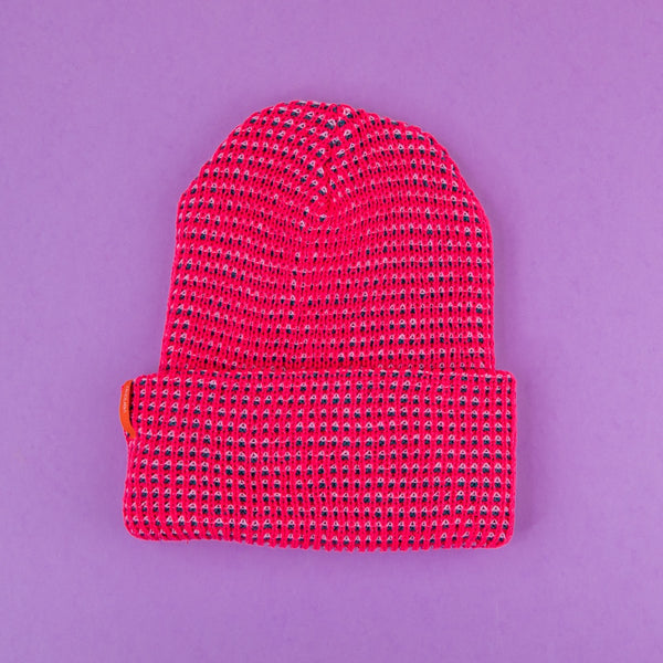 Simple Grid Knit Beanie - Fuchsia by Verloop