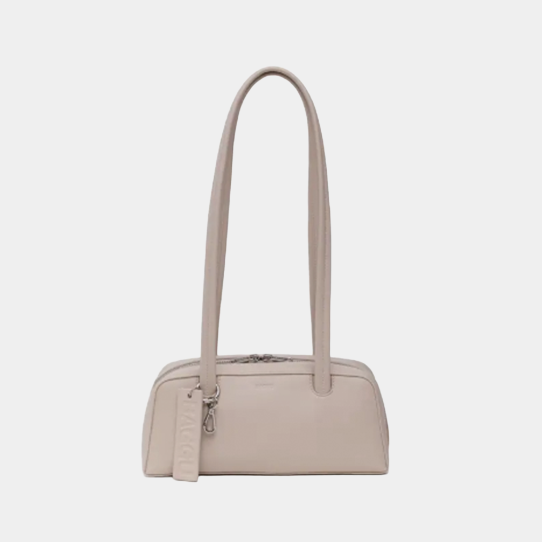 Small Recycled Leather Bowler Bag - Stone