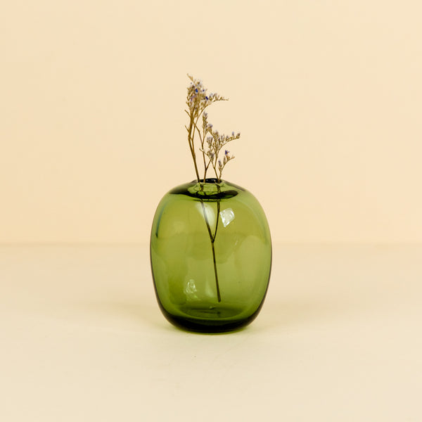 Mini Vase, Tall Rectangle Stone - Forest Green