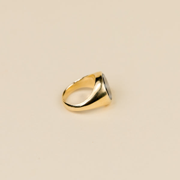Stone Signet Ring - Bronze & Checkerboard by Take Shape Studio