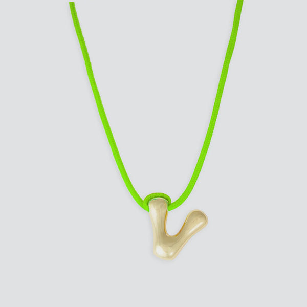 Letter V Necklace - Gold, Unripe