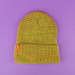 Verloop Grid Knit Beanie in Lime