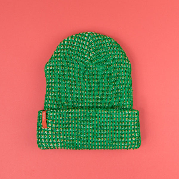 Simple Grid Knit Beanie - Kelly Green by Verloop