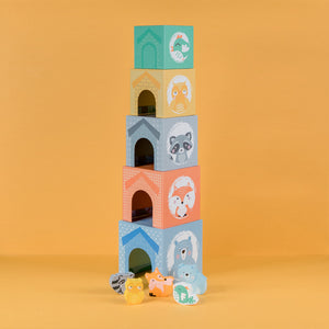 Wooden Toys Pastel Animals Stacking Tower