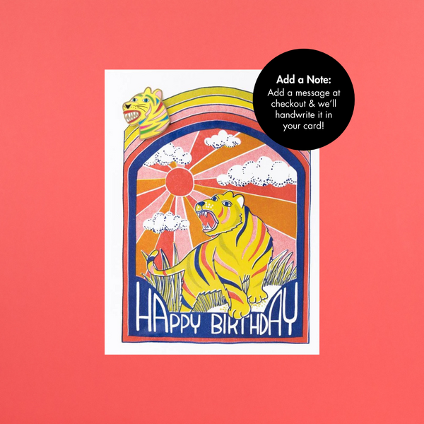 Rainbow Tiger Birthday Lapel Pin Card