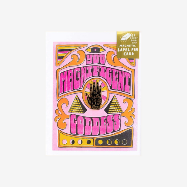 Magnificent Goddess Card with Mystic Hand Lapel Pin