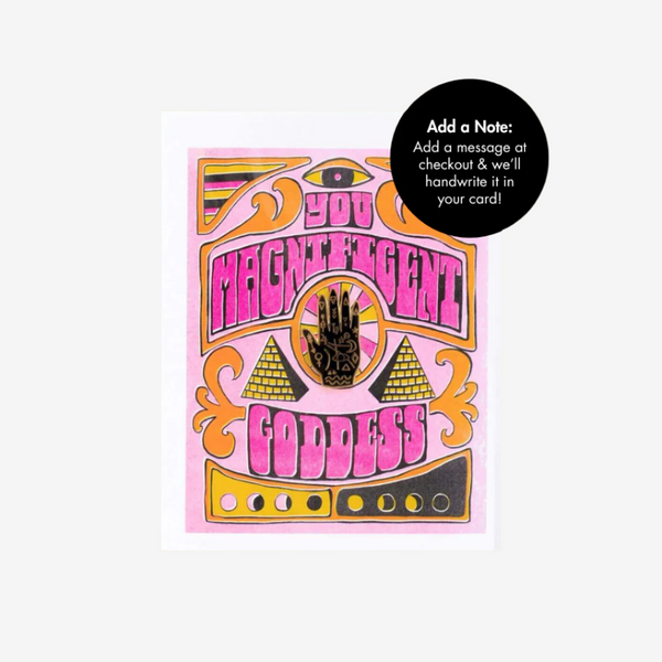 Magnificent Goddess Card with Mystic Hand Lapel Pin