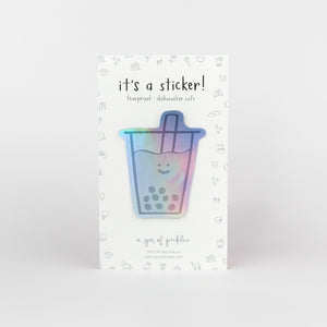 A Jar of Pickles Holographic Boba sticker