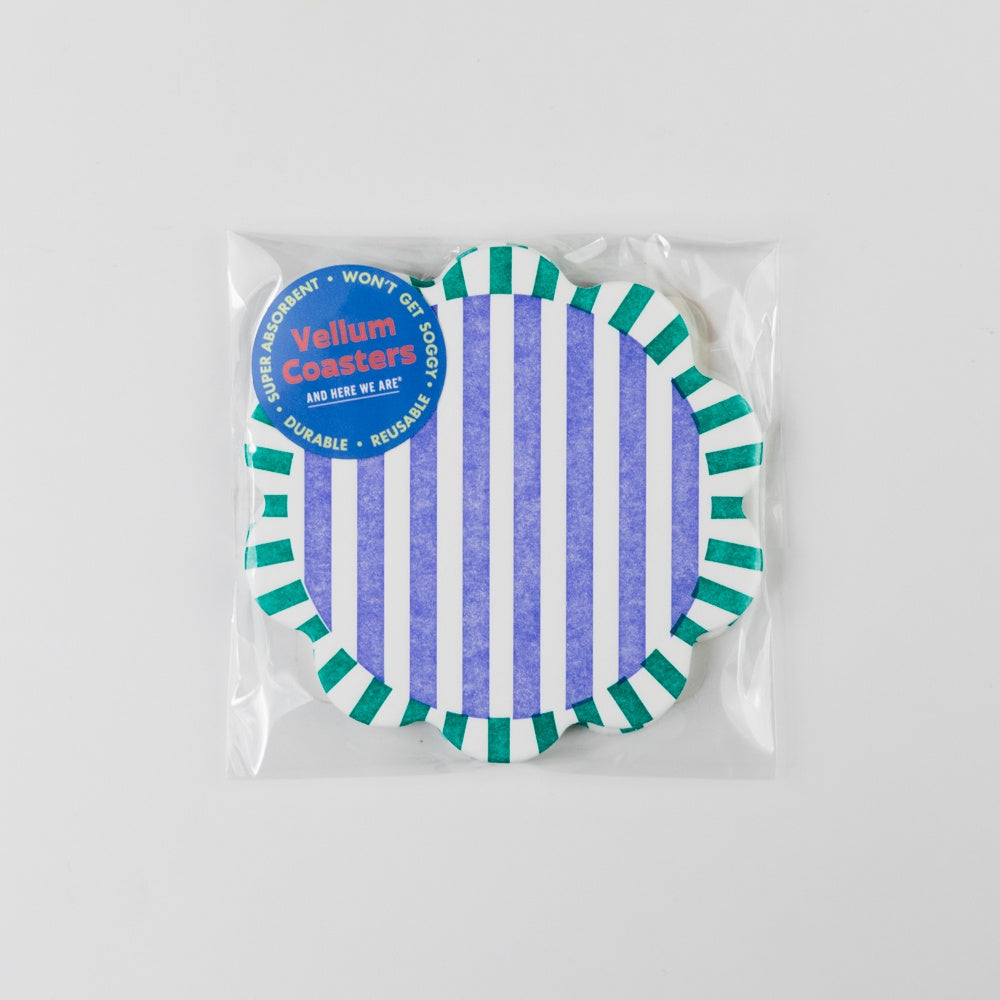 Capri Stripe Letterpress Vellum Coaster Set of 4