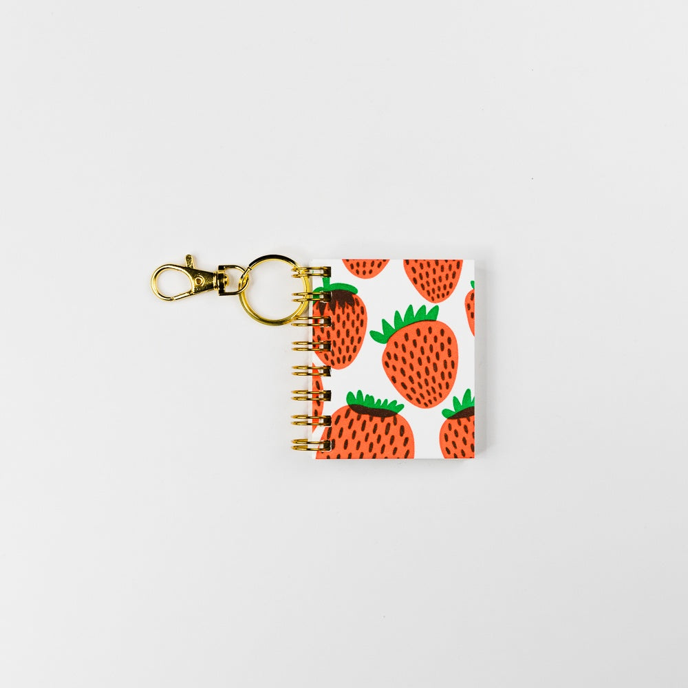 Mini Notebook Bag Charm - Strawberry Pattern