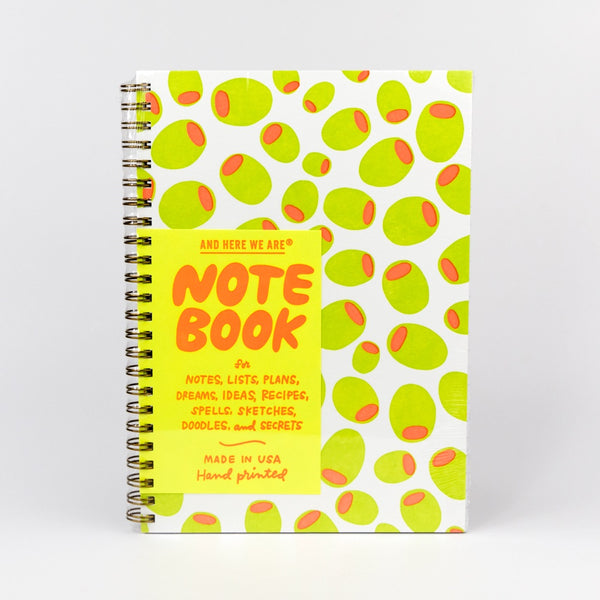 Notebook with green and red pattern on cover