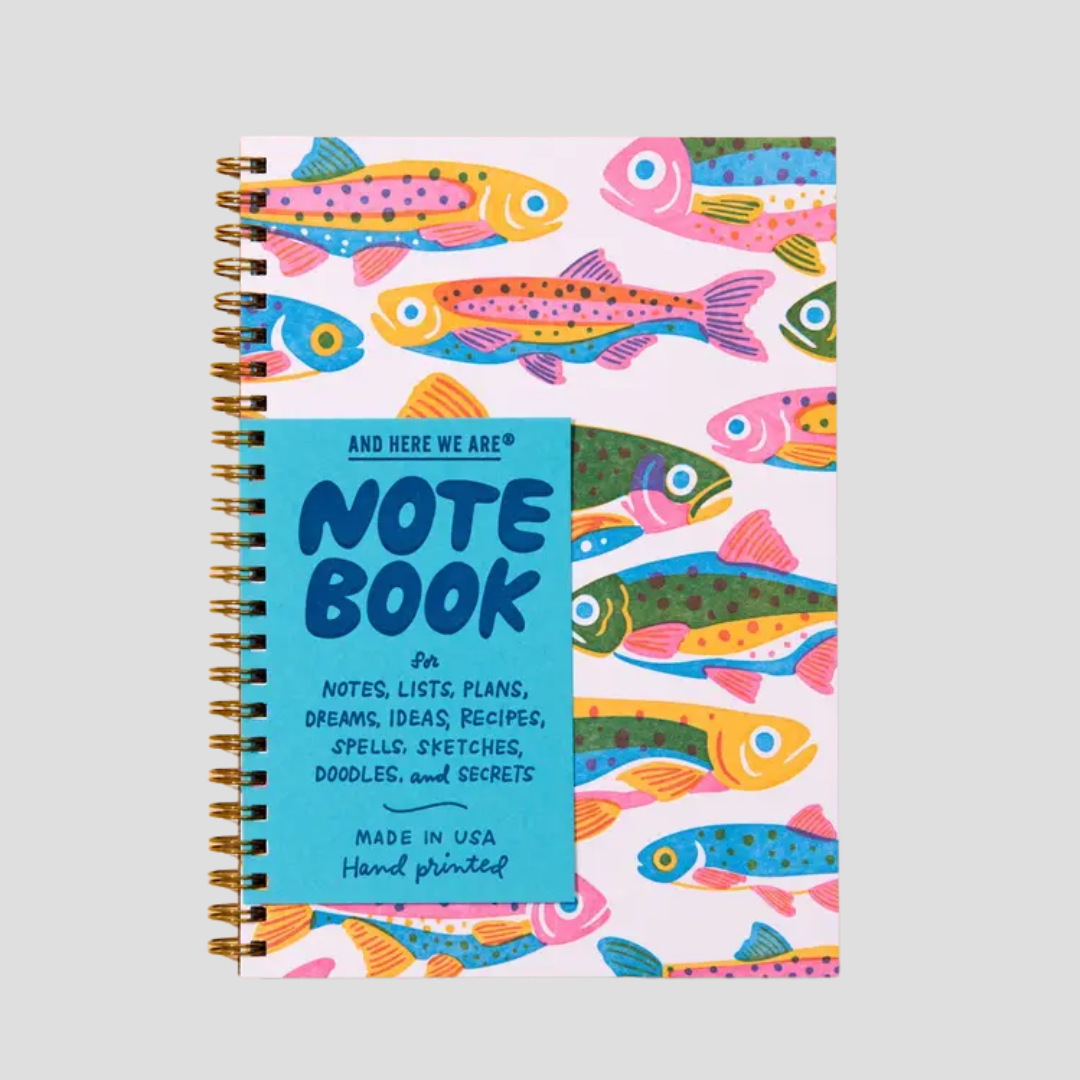 Rainbow Trout Fish Letterpress Spiral Notebook