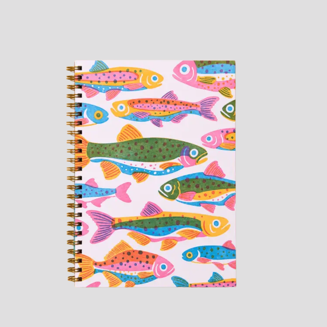 Rainbow Trout Fish Letterpress Spiral Notebook