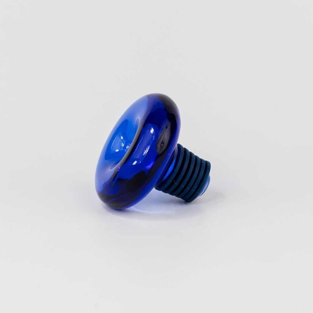 Blue bottle stopper on a white background
