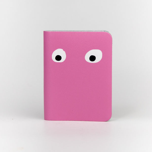 Googly Eye Mini Leather Notebook - Hot Pink