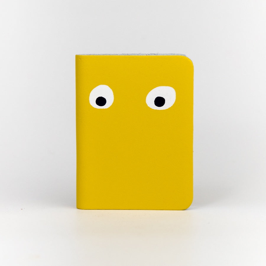 Googly Eye Mini Leather Notebook - Yellow
