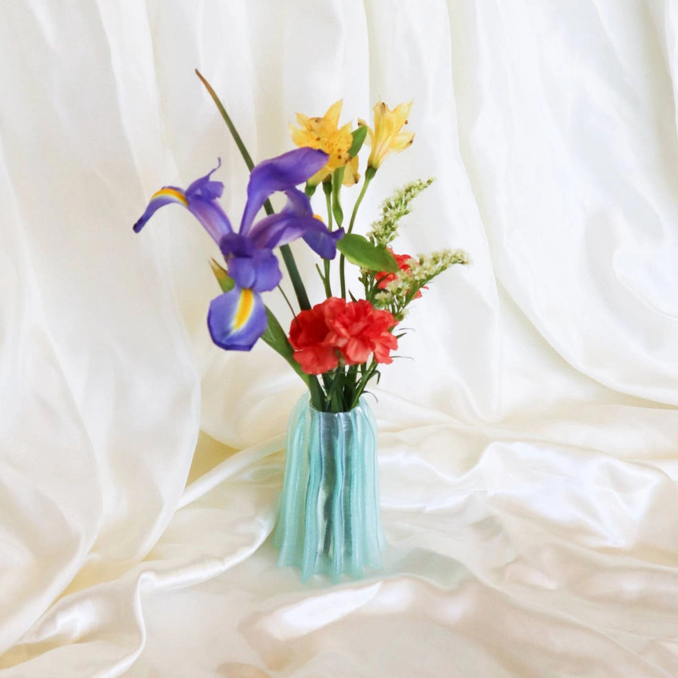 Mini Rib Vase - Translucent Glass Green