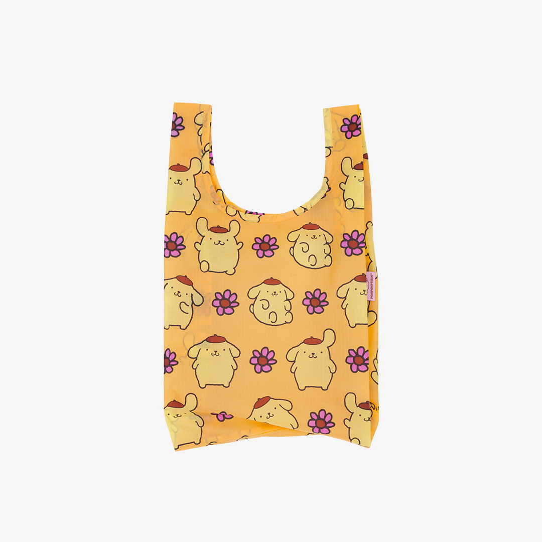 Reusable shopping bag with Pompompurin pattern on a yellow background