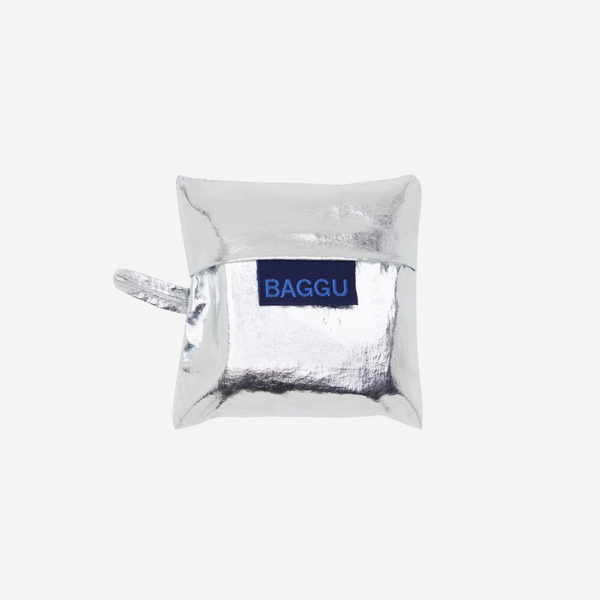 Baby Baggu - SIlver Metallic folded