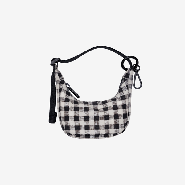 Crescent Bag Charm - Black & White Gingham