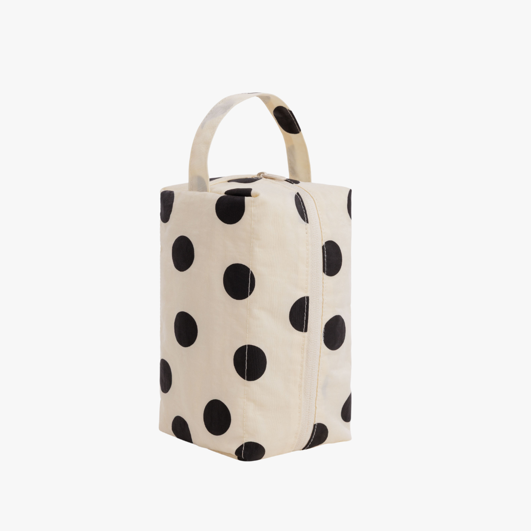 Dopp Kit - Cream and Black Polka