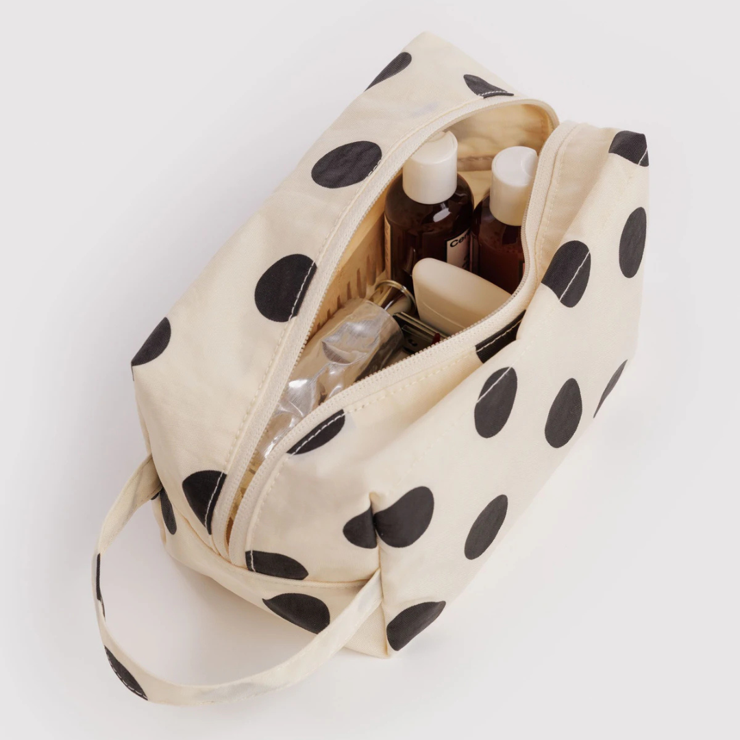 Dopp Kit - Cream and Black Polka