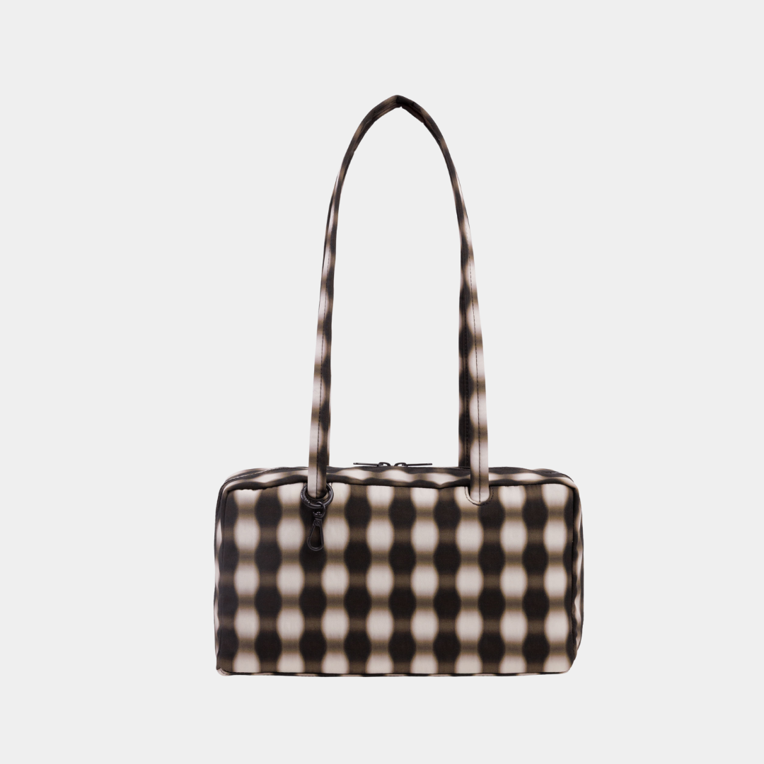Nylon Bowler Bag - Blurred Gingham Brown