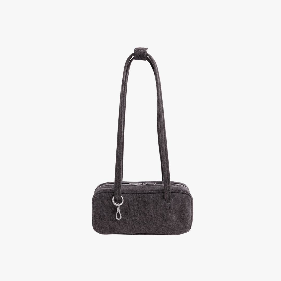 Small Denim Bowler Bag - Washed Black Denim