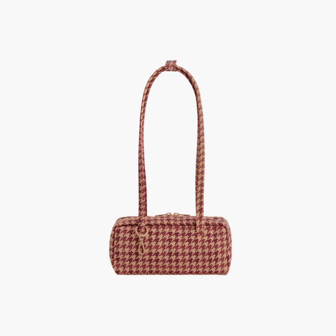 Small Nylon Bowler Bag - Tans Houndstooth