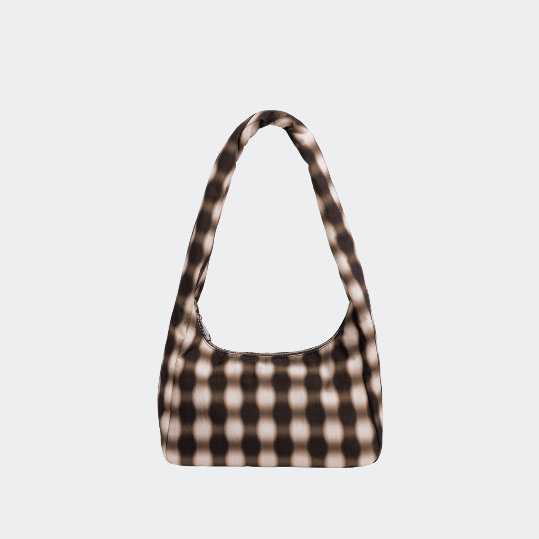 Small Nylon Meringue Bag - Blurred Gingham Brown