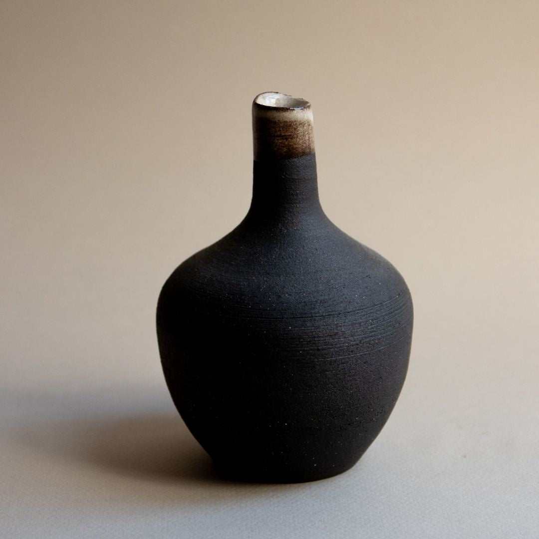 Black Vase with White Top 2